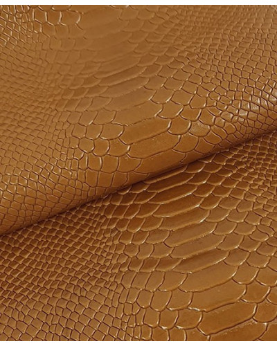 Golden Bronze Anaconda Shiny Patent Leather Embossed Amazing Snake Relief 0Z 1988 Leather