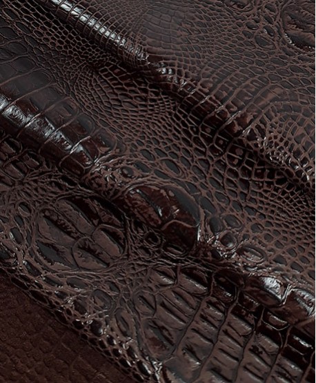 Chocolate Plum Crocodile Alligator Shiny Patent Leather Embossed Amazing Relief 0Z 2018