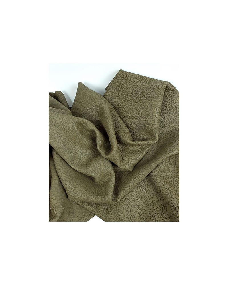 Martini Olive Elephant Crackled Embossed Leather