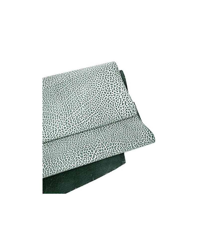 Green and White Elephant LFC Calf Embossed Bicolor Leather