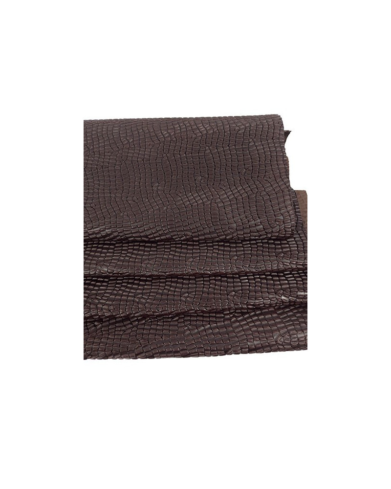 Deep Mahogany Crocodile Alligator Leather Embossed Texture Amazing Relief LFC 2023