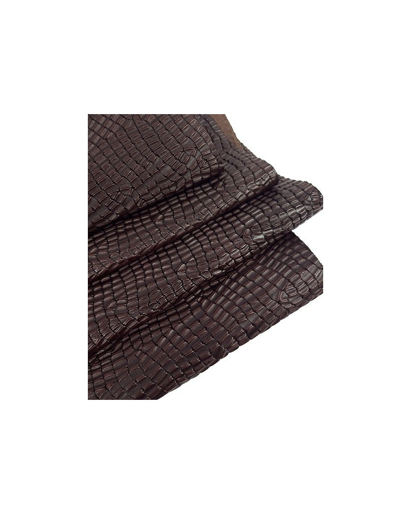 Deep Mahogany Crocodile Alligator Leather Embossed Texture Amazing Relief LFC 2023