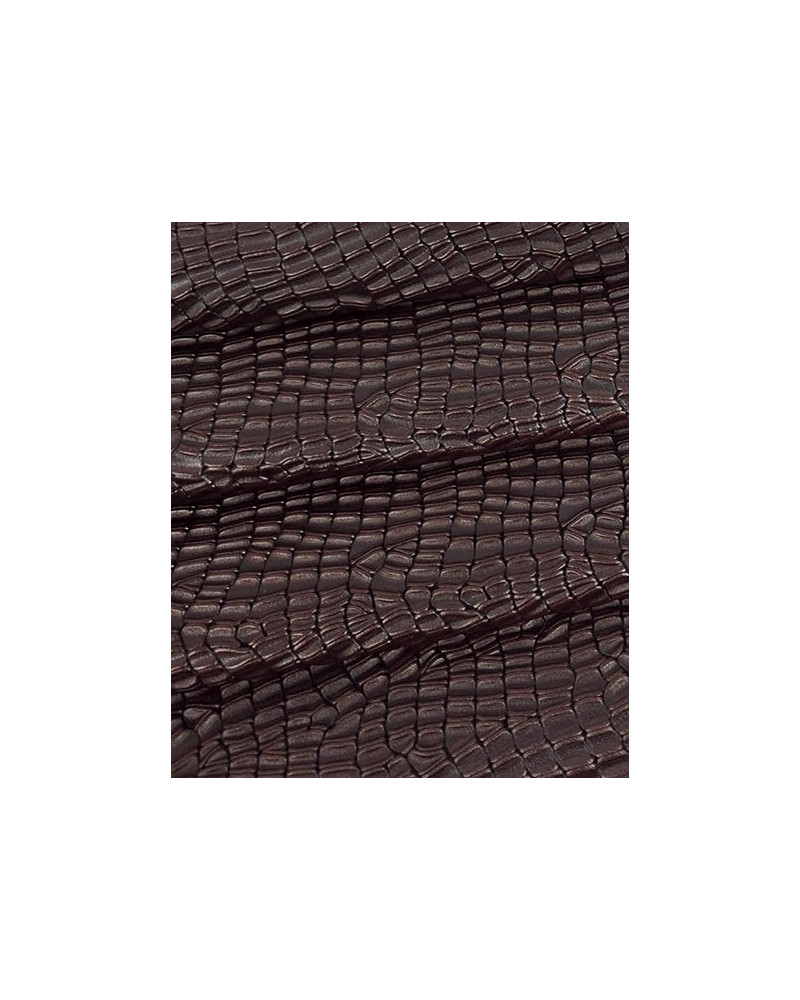 Deep Mahogany Crocodile Alligator Leather Embossed Texture Amazing Relief LFC 2023