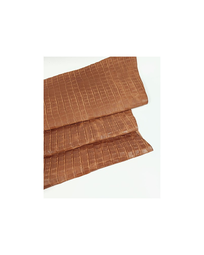 Pecan Brown Crocodile Alligator Leather Embossed Texture Amazing Relief LFC 1982