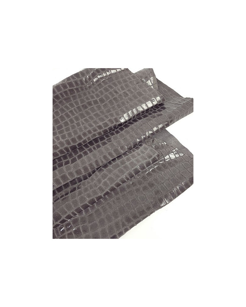 Charcoal Gray Croco Patent Soft