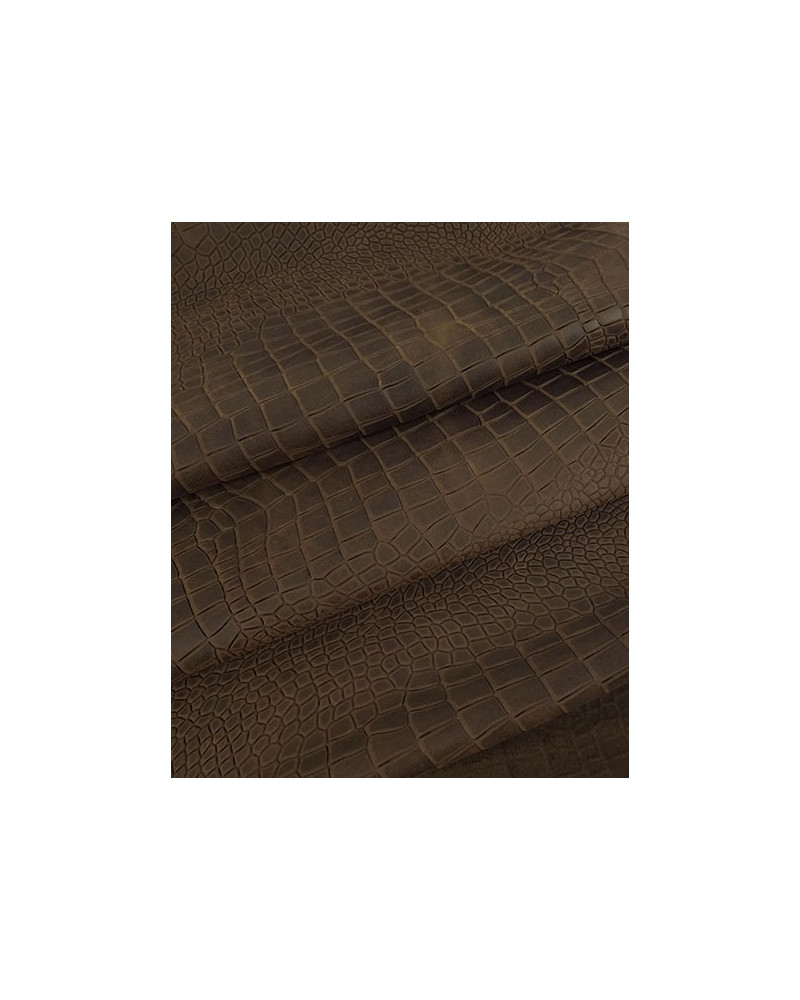 Red Brown Crocodile Alligator Leather Embossed Amazing Relief Croco 0Z 1581