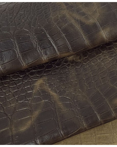Cocoa Crocodile Alligator Leather Embossed Amazing Relief...