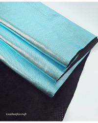 Blue Metallic Perforated Soft Genuine Leather