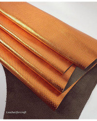 Orange Metallic Perforated Soft Genuine Leather