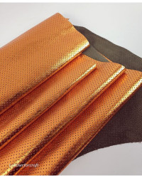 Orange Metallic Perforated Soft Genuine Leather