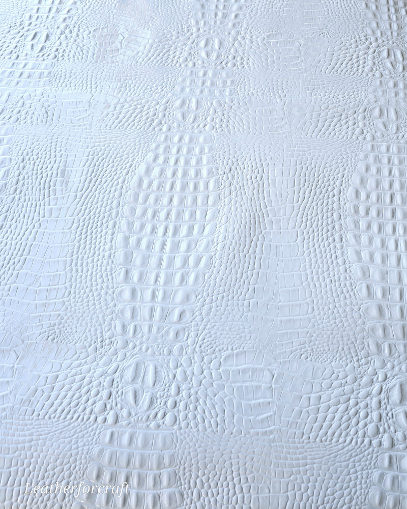 White Patent Crocodile Alligator Embossed Texture Amazing Relief 2018 V2 Leather