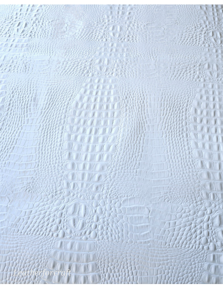 White Patent Crocodile Alligator Embossed Texture Amazing Relief 2018 V2 Leather