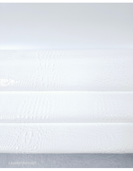 White Patent Crocodile Alligator Embossed Texture Amazing Relief 2018 V2 Leather