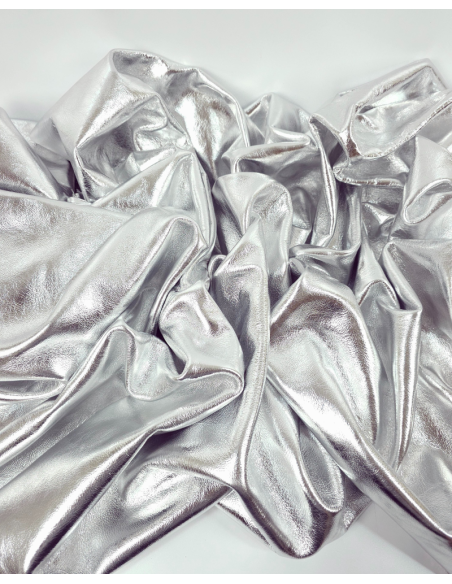 Silver Metallic Milled Calf Soft Leather