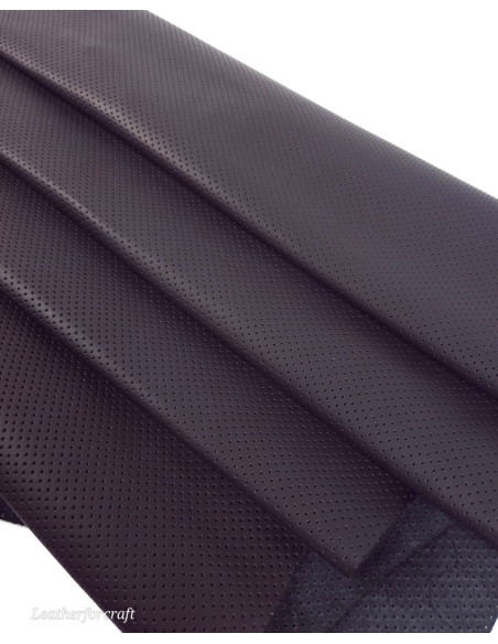 Jet Black Matte Perforated Soft Genuine Leather
