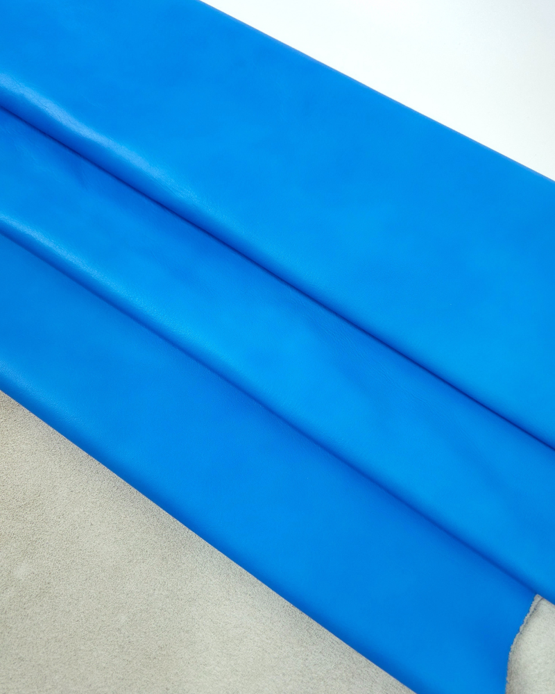Blue Neon Natural Shine Full Grain Soft Fluorescent Nappa Leather