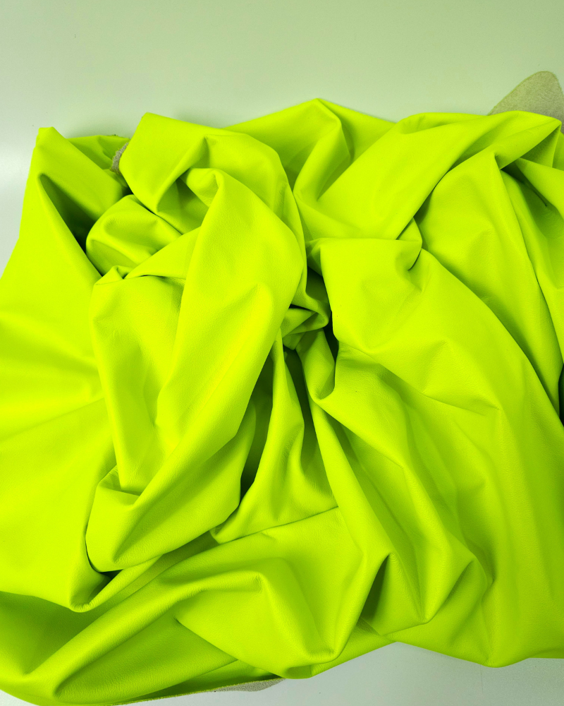 Electric Lime Neon Natural Shine Full Grain Soft Fluorescent Nappa Leather