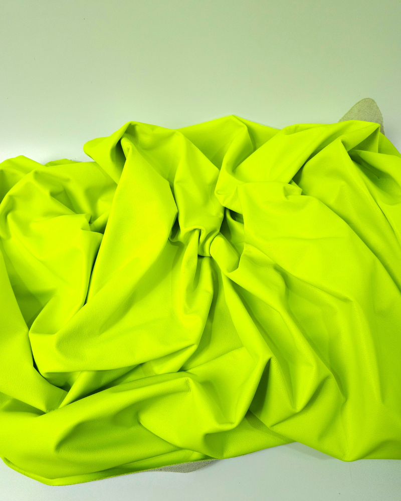 Electric Lime Neon Natural Shine Full Grain Soft Fluorescent Nappa Leather