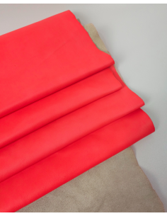 Fiery Coral Neon Natural Shine Full Grain Soft Fluorescent Nappa Leather 2
