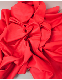 Fiery Coral Neon Natural Shine Full Grain Soft Fluorescent Nappa Leather