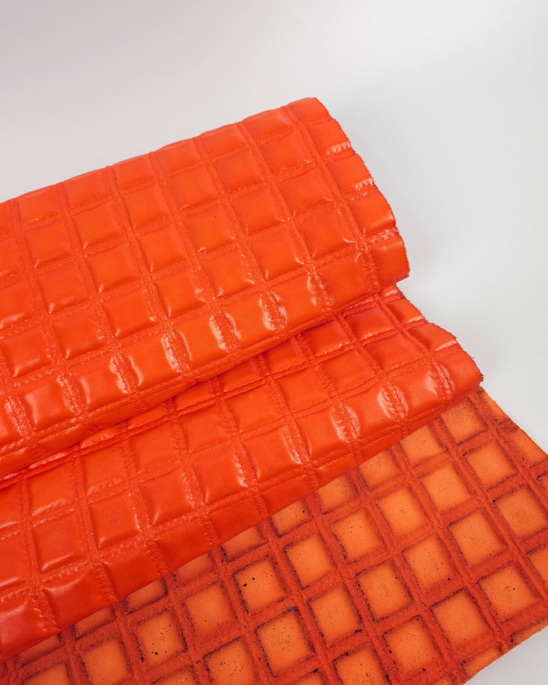 Orange Neon Quilted Embossed Premium Texture Leather
