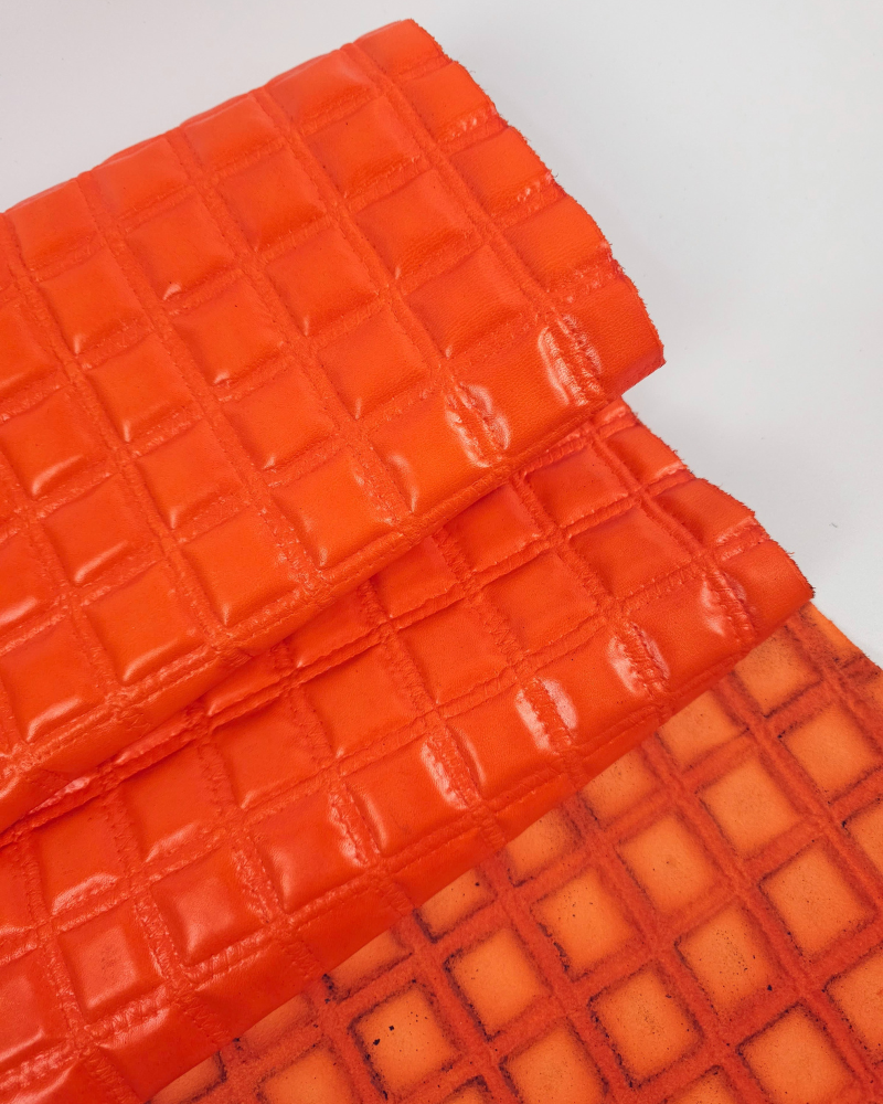 Orange Neon Quilted Embossed Premium Texture Leather