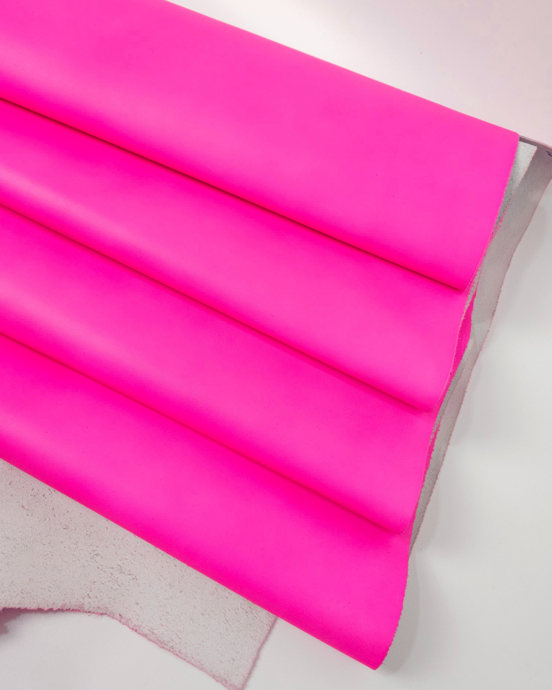 Pink Neon Natural Shine Full Grain Soft Fluorescent Aniline Leather