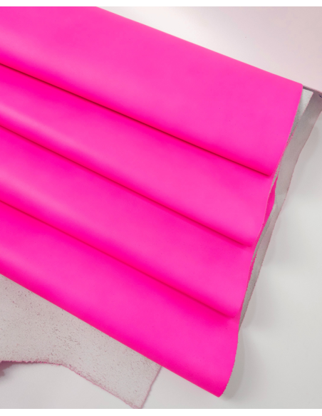Pink Neon Natural Shine Full Grain Soft Fluorescent Aniline Leather