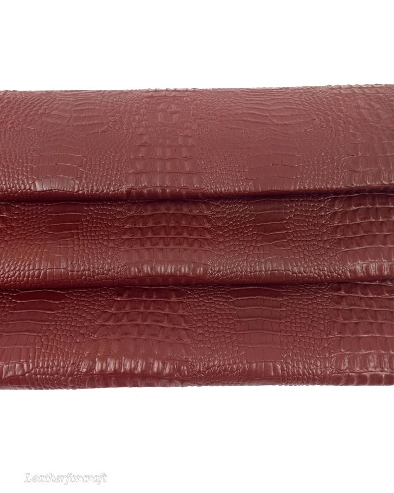 Brandy Brown Crocodile Alligator Embossed Texture Amazing Relief 2018 V2 Leather