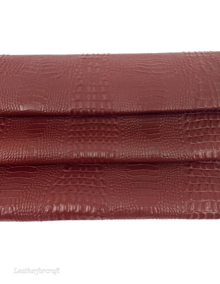 Brandy Brown Crocodile Alligator Embossed Texture Amazing Relief 2018 V2 Leather