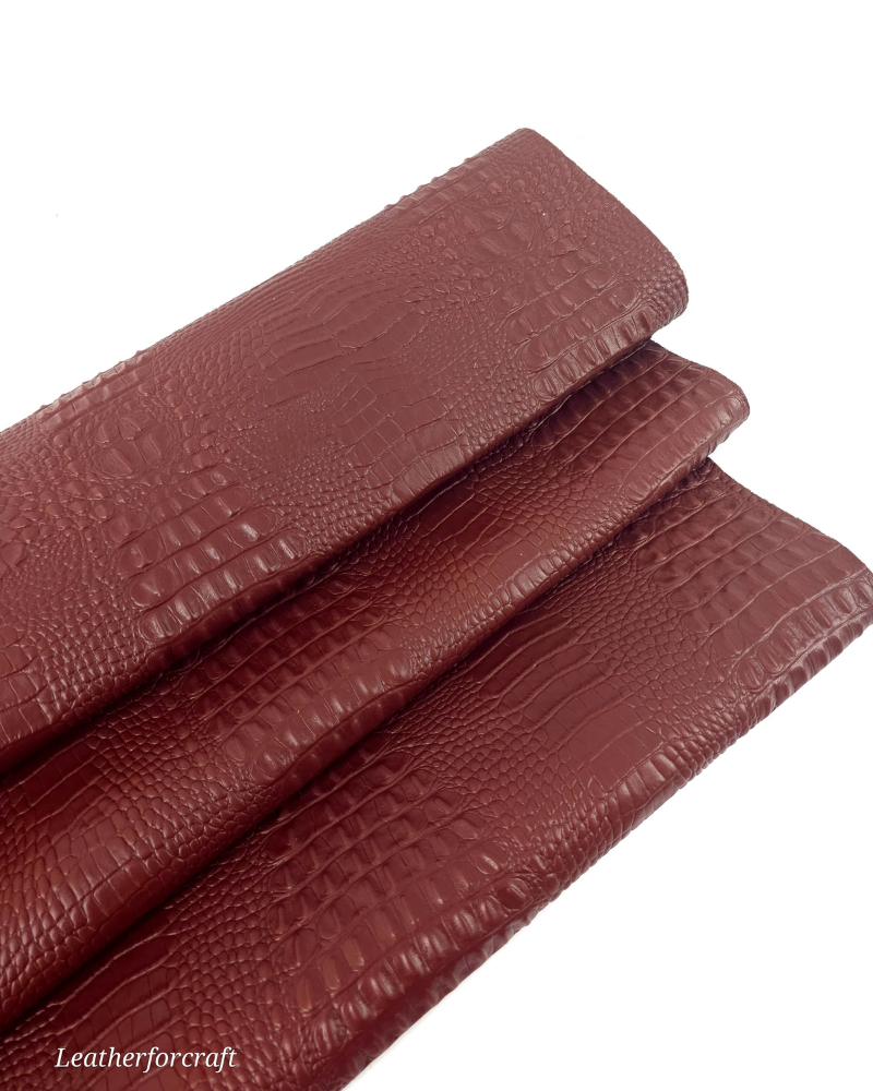 Brandy Brown Crocodile Alligator Embossed Texture Amazing Relief 2018 V2 Leather