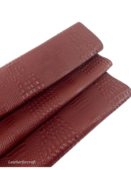 Brandy Brown Crocodile Alligator Embossed Texture Amazing Relief 2018 V2 Leather