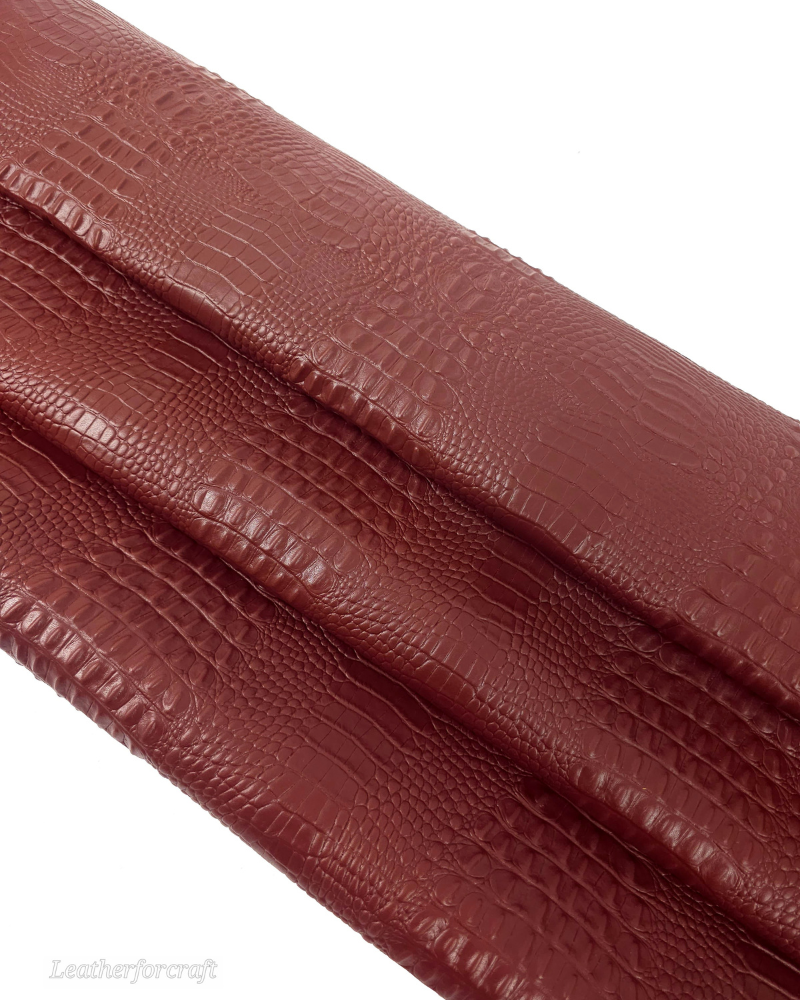 Brandy Brown Crocodile Alligator Embossed Texture Amazing Relief 2018 V2 Leather