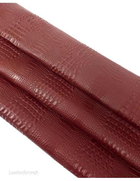 Brandy Brown Crocodile Alligator Embossed Texture Amazing Relief 2018 V2 Leather