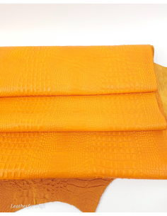 Cadmium Yellow Crocodile Alligator Leather Embossed Texture Amazing Relief OZ 2018 V2 Leather 2