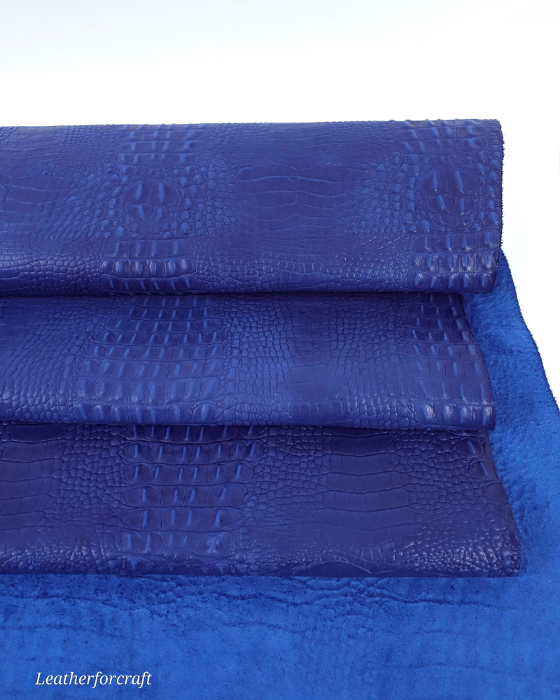 Galaxy Blue Crocodile Alligator Leather Embossed Texture Amazing Relief OZ 2018 V2 Leather