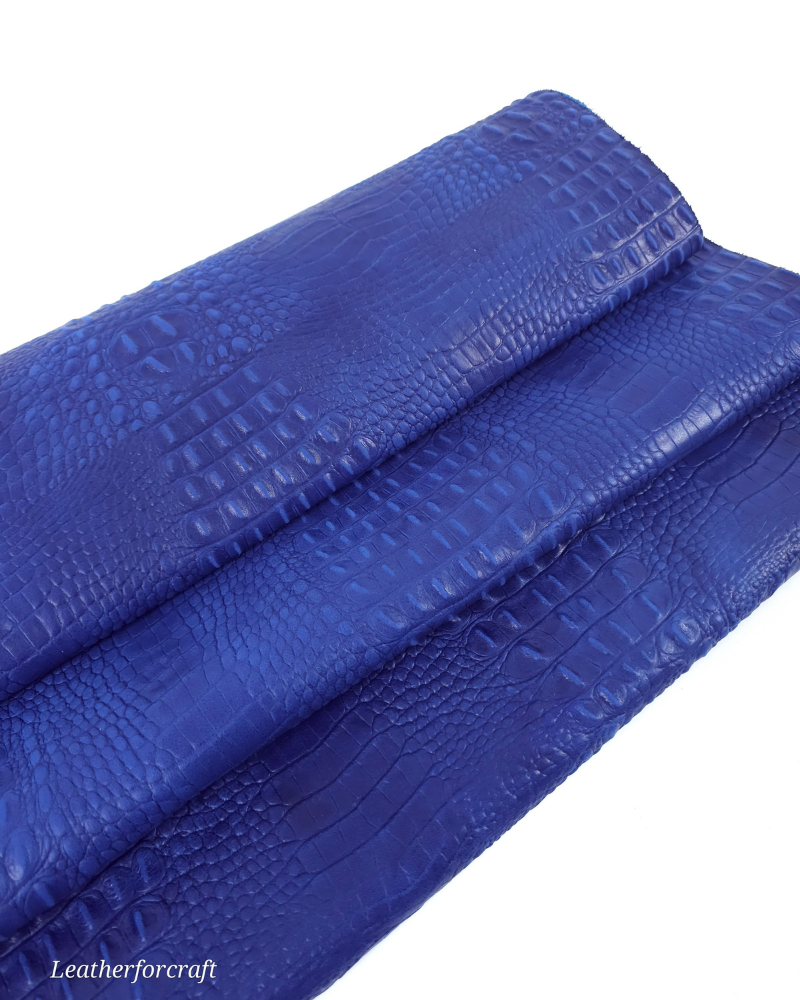 Galaxy Blue Crocodile Alligator Leather Embossed Texture Amazing Relief OZ 2018 V2 Leather