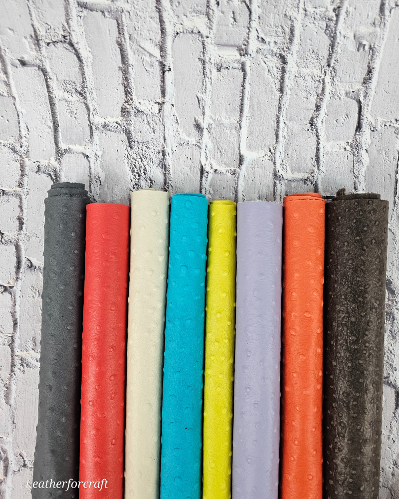 Ostrich Embossed Pattern Scraps | Offcuts | Pieces | Pack (Big Size) Genuine Leather