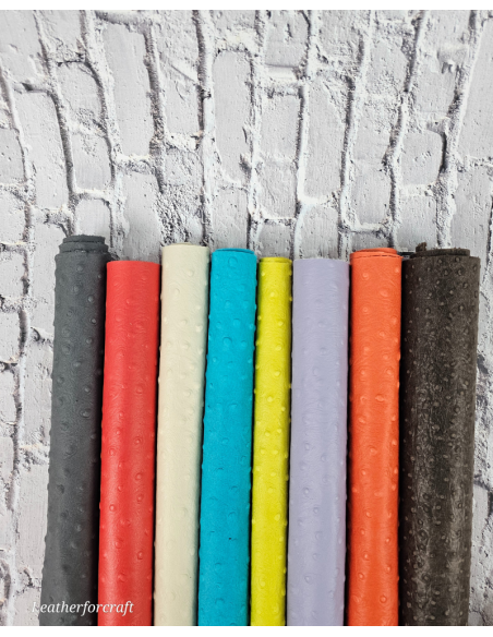 Ostrich Embossed Pattern Scraps | Offcuts | Pieces | Pack (Big Size) Genuine Leather