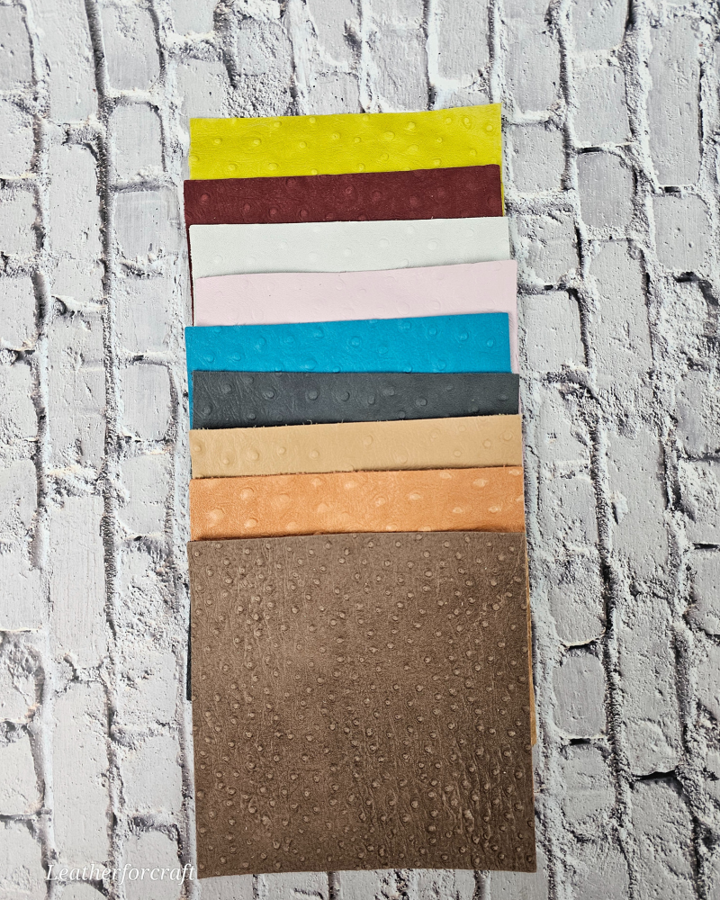 Ostrich Embossed Pattern Scraps | Offcuts | Pieces | Pack (Small Size) Leather