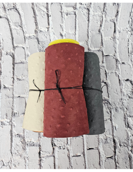 Ostrich Embossed Pattern Scraps | Offcuts | Pieces | Pack (Small Size) Leather