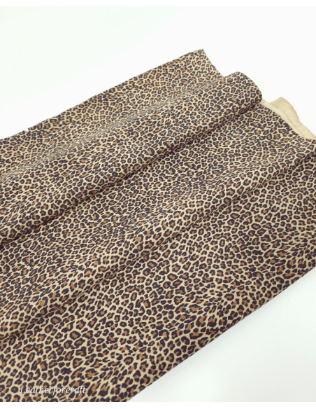 Beige Baby Leopard Acid Printed Soft Leather