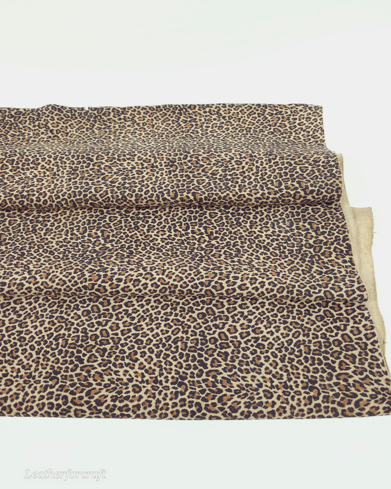 Beige Baby Leopard Acid Printed Soft Leather