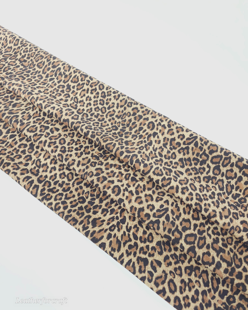 Beige Leopard Acid Printed Soft Leather