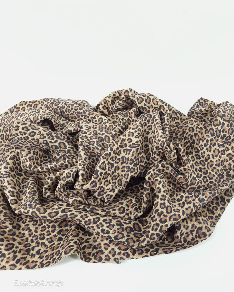 Beige Leopard Acid Printed Soft Leather