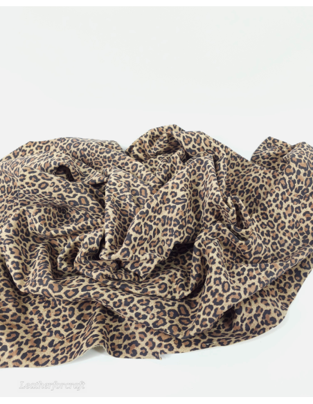 Beige Leopard Acid Printed Soft Leather