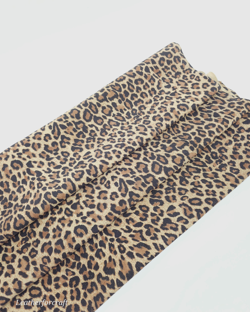 Beige Leopard Acid Printed Soft Leather