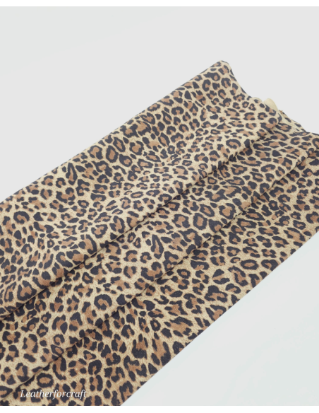 Beige Leopard Acid Printed Soft Leather