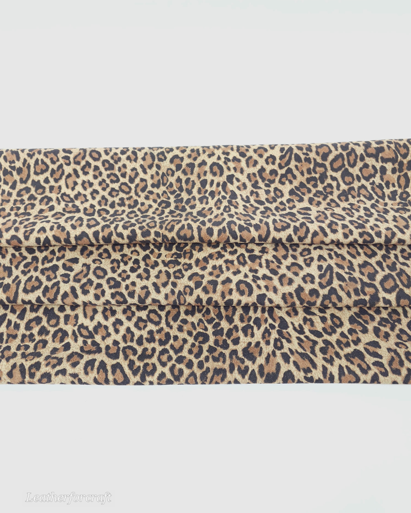 Beige Leopard Acid Printed Soft Leather