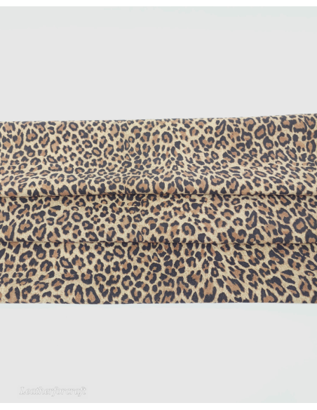Beige Leopard Acid Printed Soft Leather